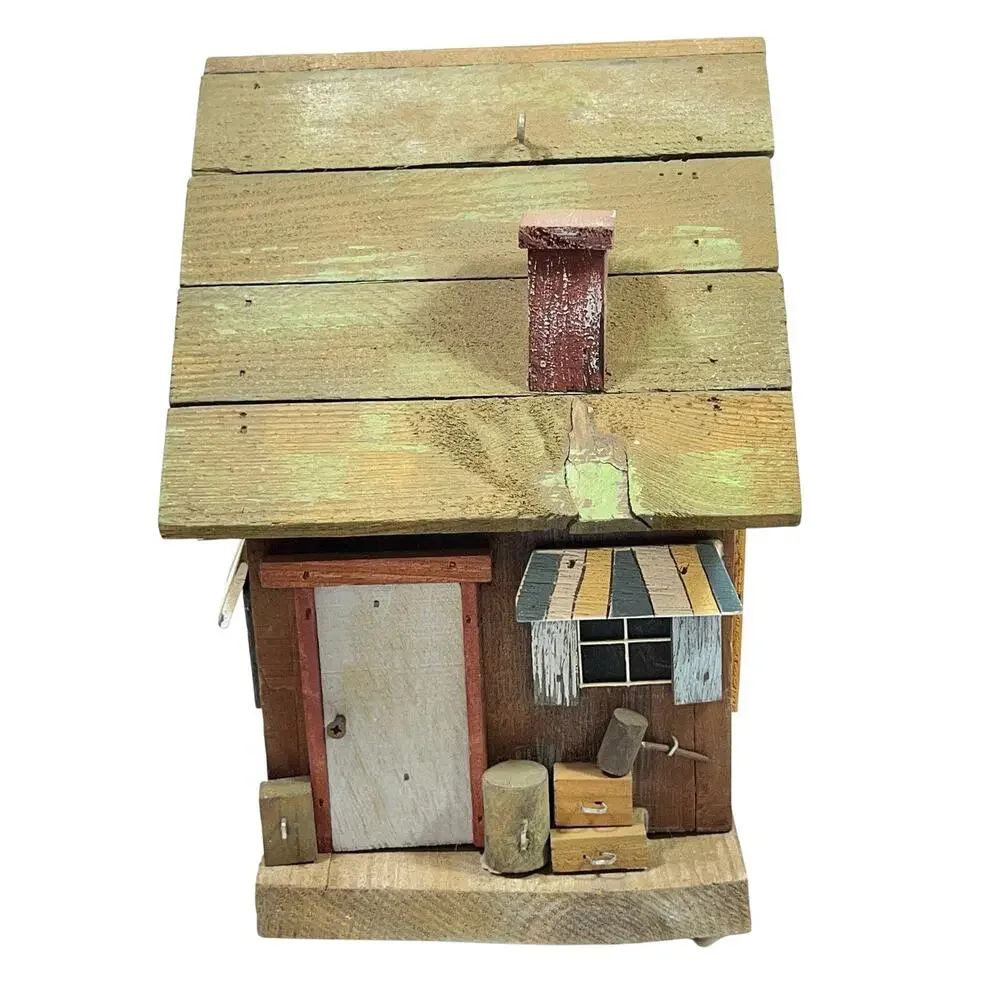 Vintage Wood Mining Town General Store Birdhouse 5x7x9
